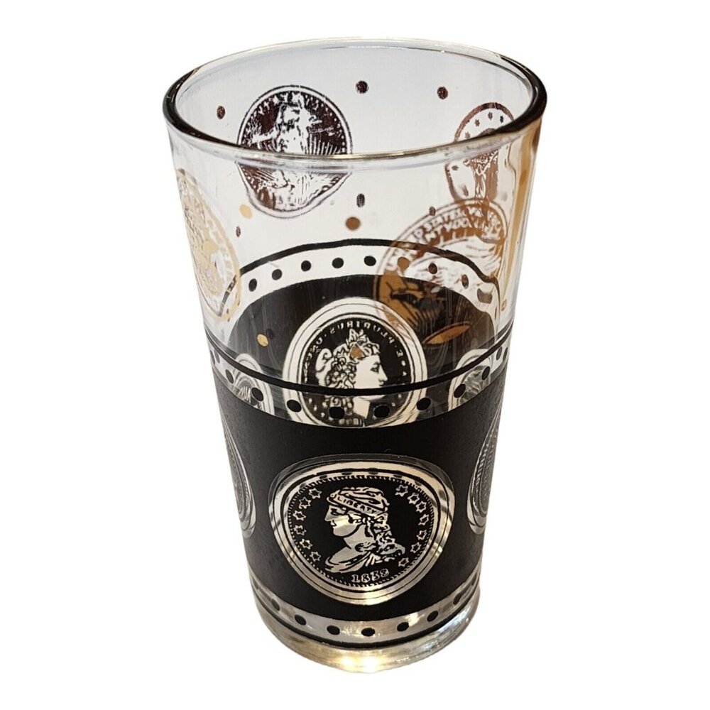 VTG Coin Style 22k Gold Tumbler Cup Drinking Glass By Continental Can Company